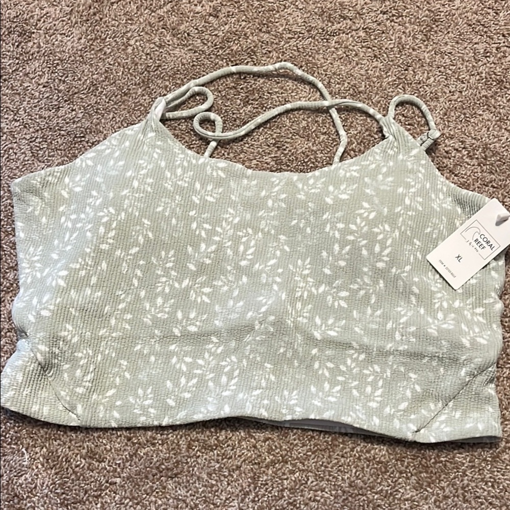 Green Floral Crop Top